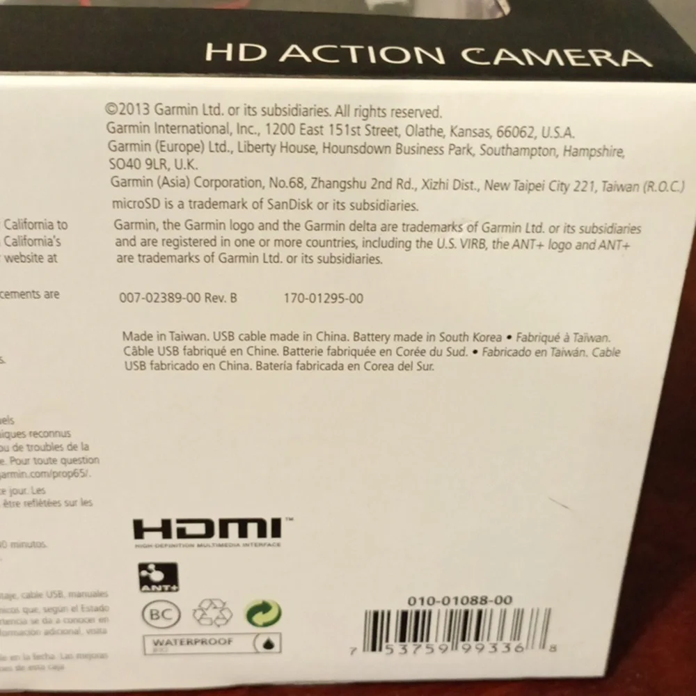 Garmin VIRB HD 1080p Action Camera - Black New never opened - Picture 8 of 8
